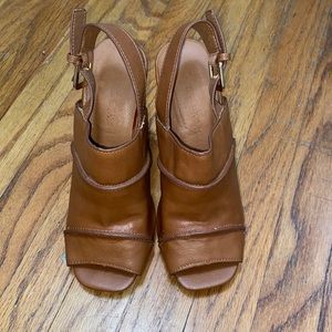 Brown faux leather heels